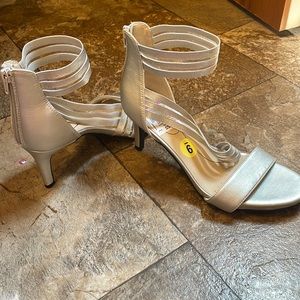Silver kitten pumps